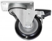 3 1/2" Swivel Casters Polyurethane, Large Top Plate, BLACK w/Brake